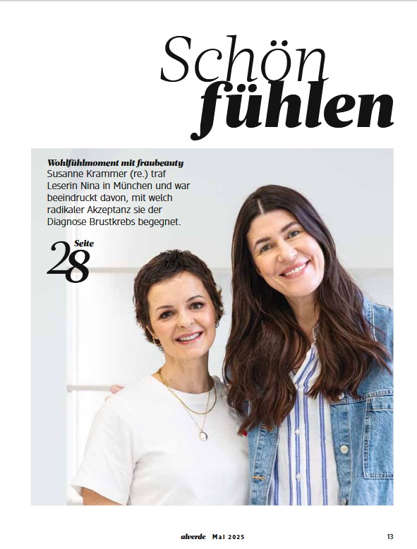 Eine Magazinseite mit einem Portrait von zwei Frauen, fotografiert von Verena Vötter.